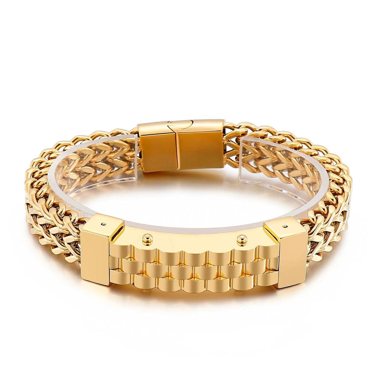 KALEN Punk Personality 18K Gold Plating Woven Chain Bracelets Men Stainless Steel Jewelry Bracelet