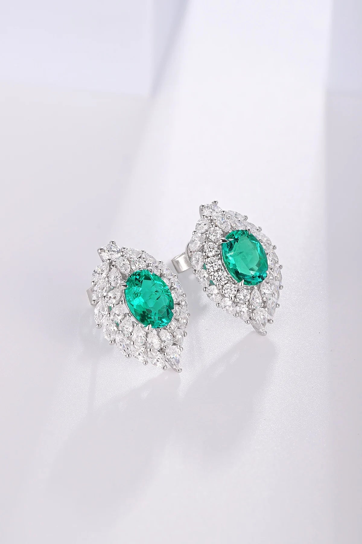 Gemfiori Anster High Quality S925 Lab Grown Emerald Earring Stud Dainty Gemstone Stud Earrings for Women Daily Wear Gift