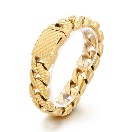 KALEN Vintage Fine Jewelry Fashion Bracelets Men Stainless Steel Striped Cuban Links Bracelet Bangle