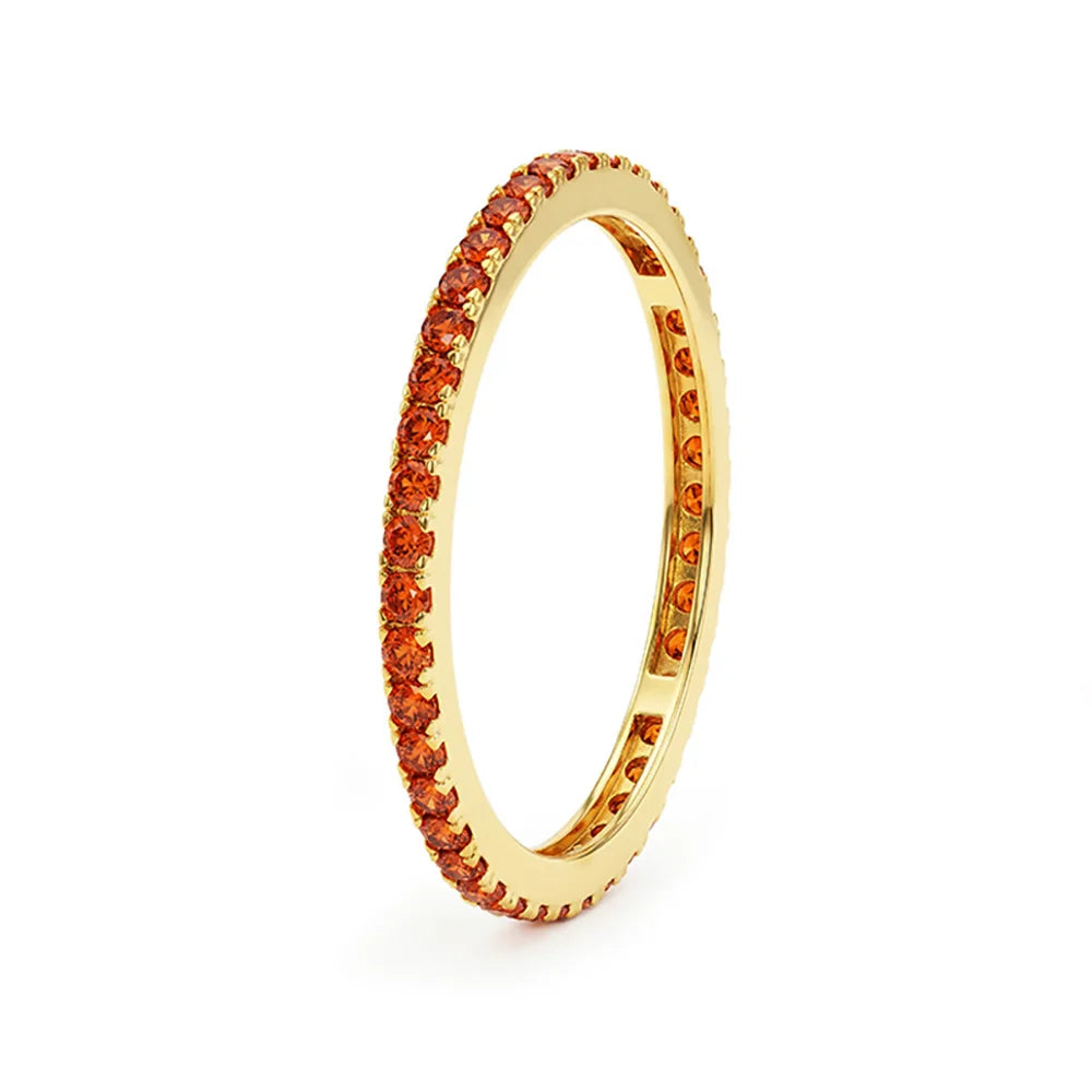 SY Vermeil Gold 925 Sterling Silver Classic Engagement Rings with Synthetic Garnet and Zirconia
