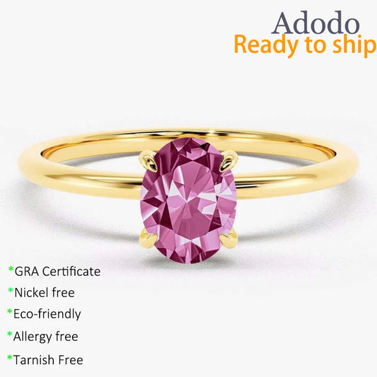 Minimalist S925 Sterling Silver Gold Plated Anti Tarnished Women's Fine Jewelry Oval Cut 0.5CT VVS GRA Colorful Moissanite Rings