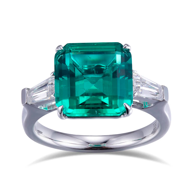 Messi Jewelry MSR-561 18k Gold DEF Moissanite Custom  Women  Fashion Jewelry Square Emerald Ring