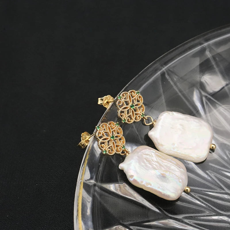 New Jewelry Natural Freshwater Baroque Pearl  Earrings 18K Gold Plated Jewelry Korean Designer Jewelry Earrings Wholesale Bulk