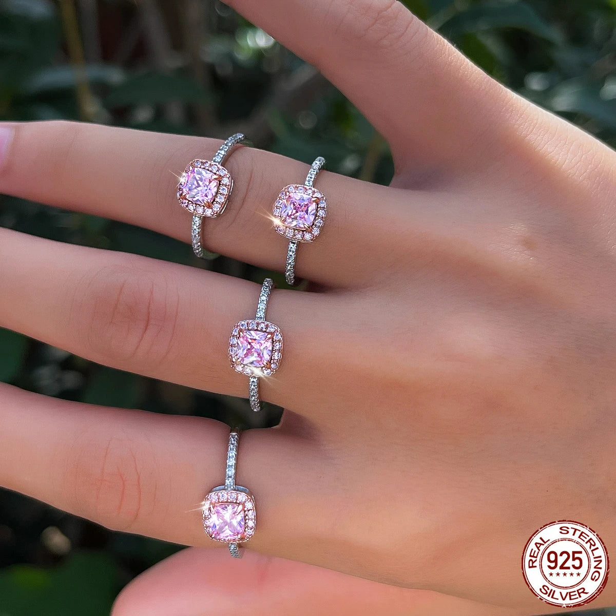 S&S 925 Sterling Silver Princess Cut CZ Cocktail Ring – Rose Gold Plated – Collection