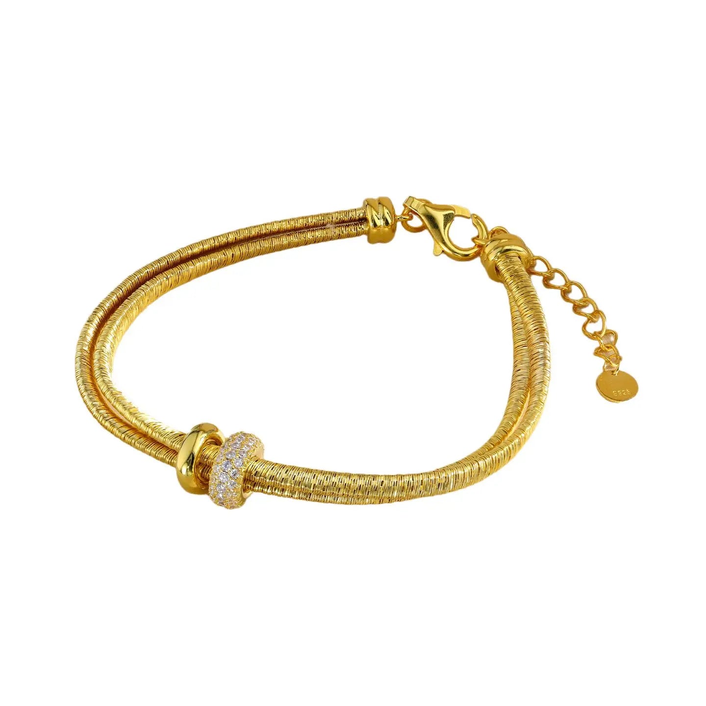 MuShan Jewelry Factory  Italian Silk-style Gold-plated Light Luxury Full Diamond Running Ring Bracelet