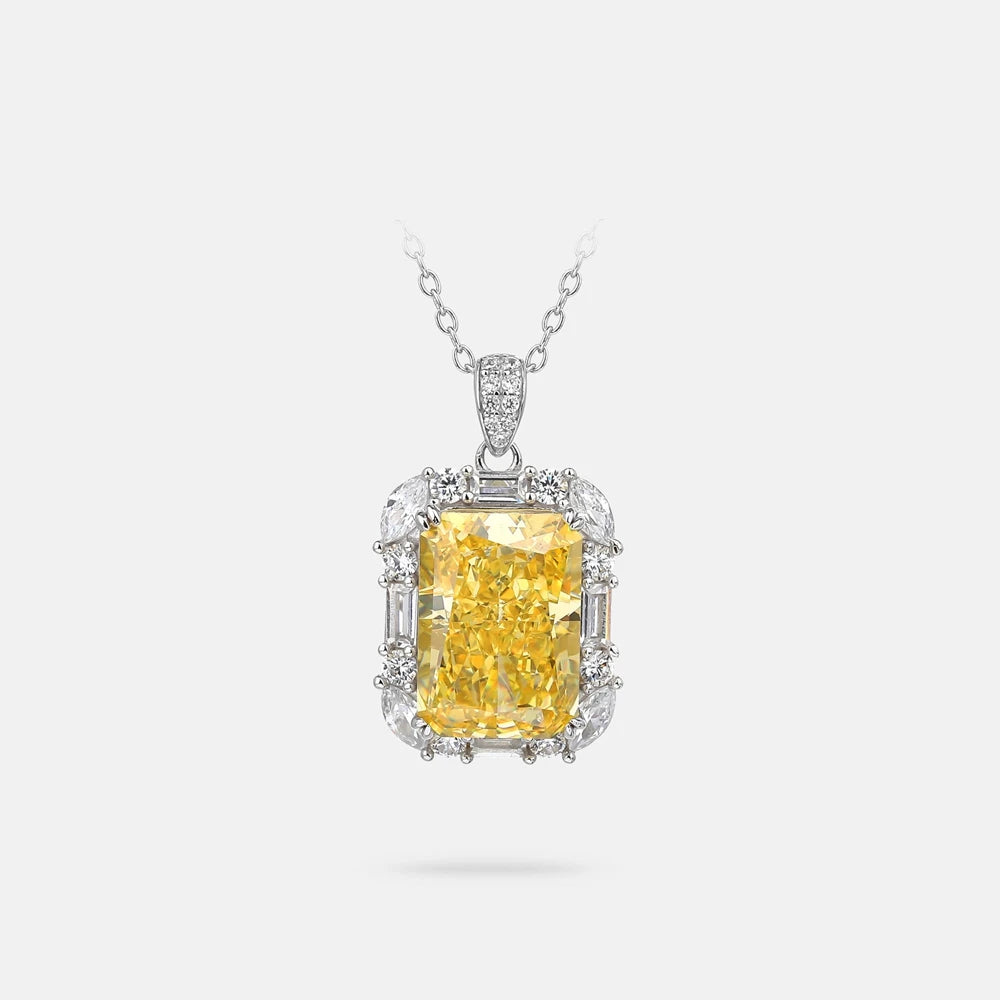 MUSHAN Jewelry Factory 925 Sterling Silver Necklace Pendant for Women Yellow High Carbon Diamond Gemstones Necklaces Jewelry