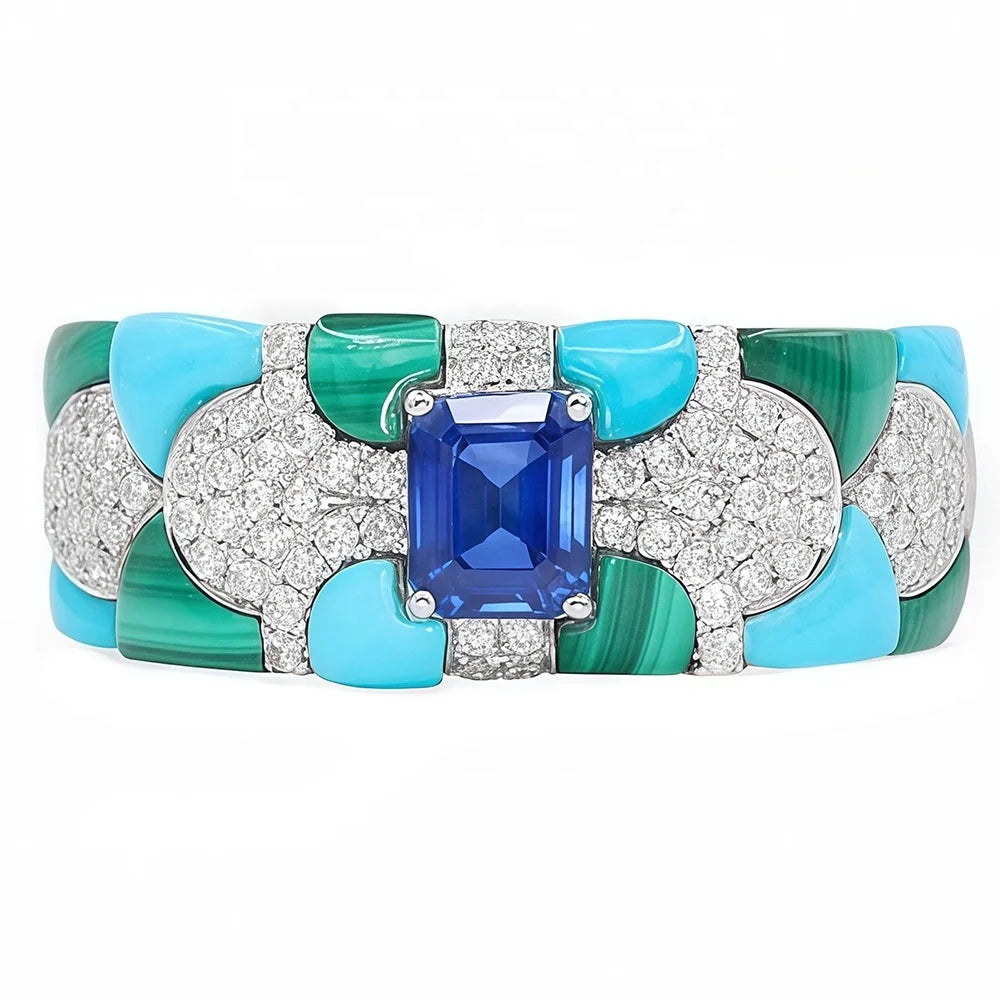 MUSHAN High Quality 925 Sterling Silver Wedding Ring High Carbon Diamond Luxury Pave Setting Blue Color Women's Engagement Ring