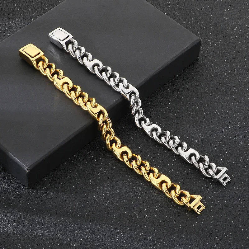 REBEL Trendy Fine Jewelry Fashion Bracelets Men Stainless Steel Novel Cuban Links Bracelet Bangle
