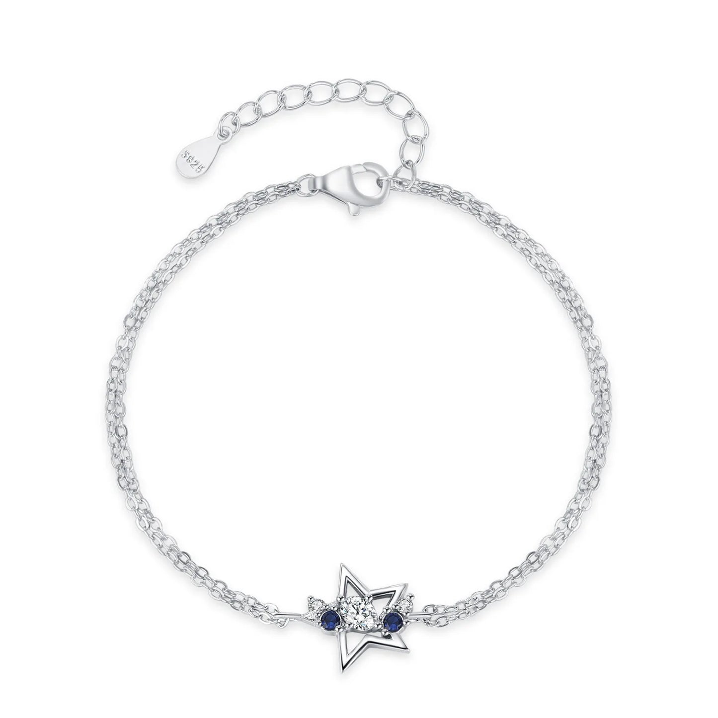 Wholesale 925 Sterling Silver Fashionable Pentagram Necklace Bracelet Earring Set Exquisite Versatile Jewelry Gift Set