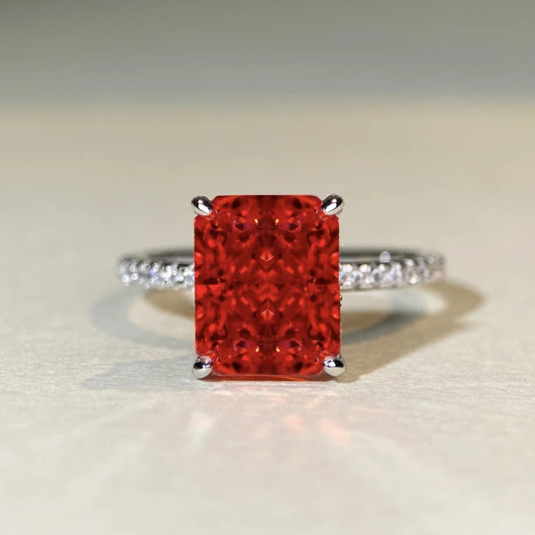 S&S 925 Silver Crushed Ice Cut CZ Ring | 5A+ Zirconia | Engagement & Wedding | Rhodium-Plated