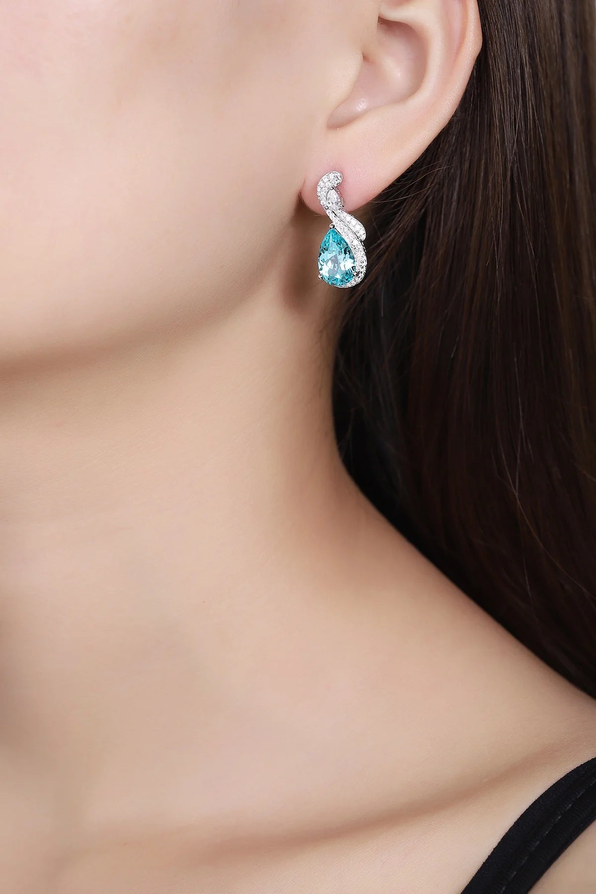 Gemfiori Anster High Quality S925 Lab Grown Paraiba Earring Stud Dainty Gemstone Stud Earrings for Women Daily Wear Gift