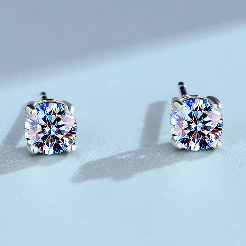 ArtistA Factory Multi-Carat Round Brilliant Moissanite Martini-Set S925 Silver Sleek Sophistication Gender-Fluid Solitaire Stud Earrings
