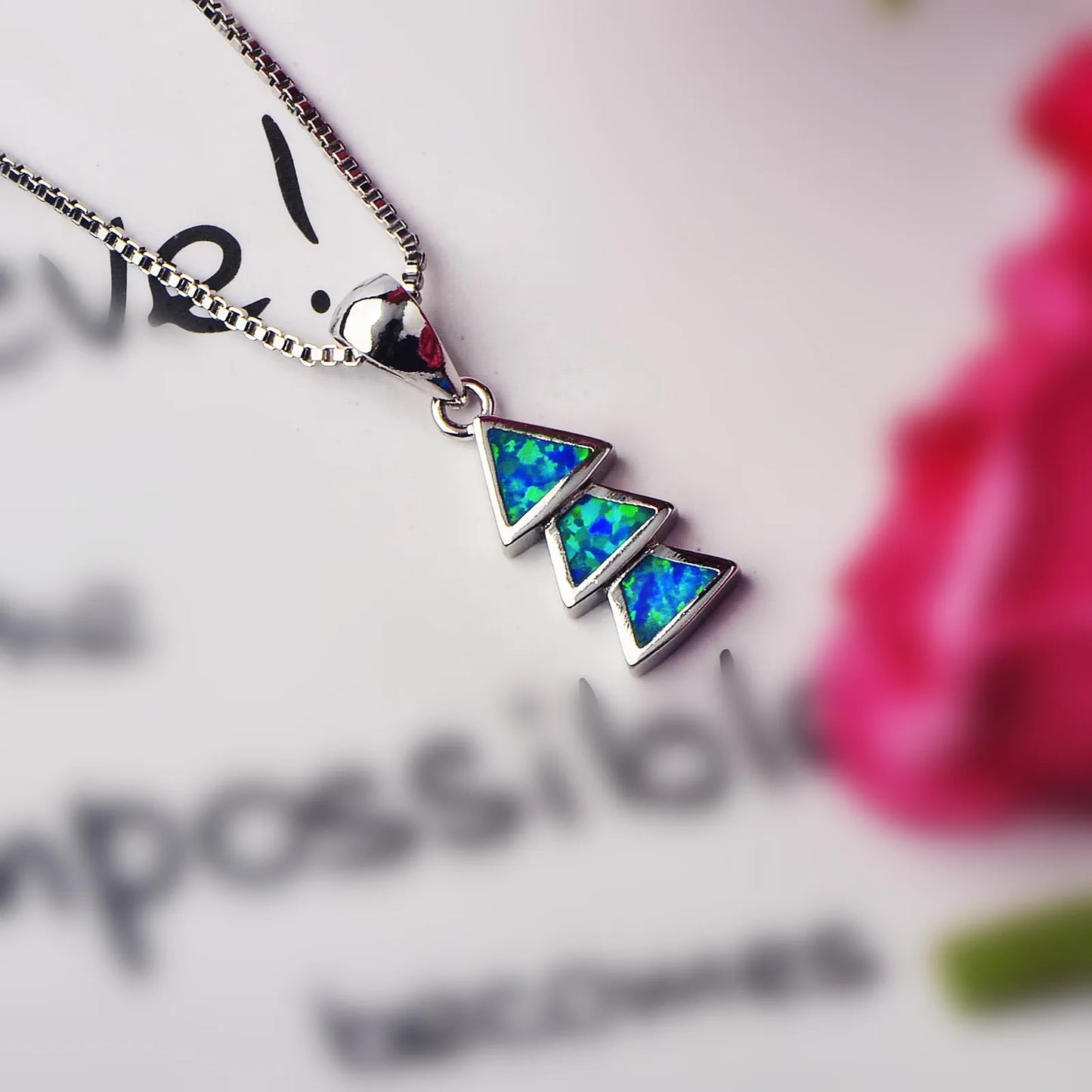 Vintage Opal Heart Pendant Necklace Gold Plated Copper Alloy Box Chain Daily Wear Jewelry for Women Aobao