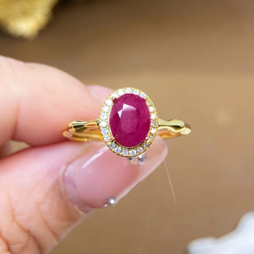 Gioiellieri Gold & Rhodium Plated Gemstone Ring Natural Ruby Prong Setting Certified Engagement Wedding Anniversary Party Gift Everyday Wear