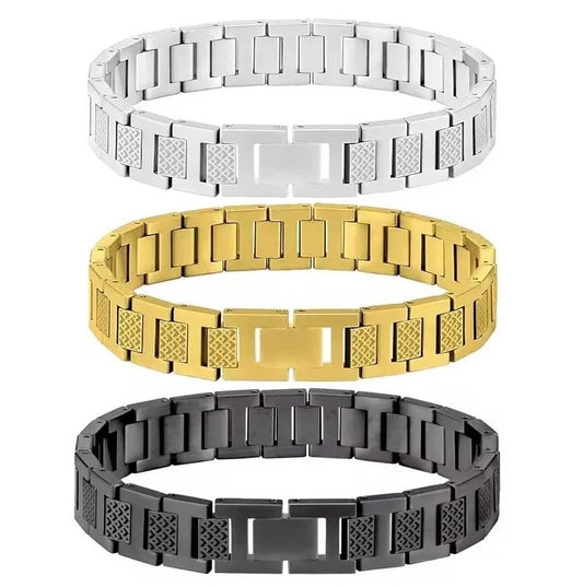 Titanium Steel Magnet Bracelet with Non Fading and Adjustable High-end crocodile Pattern