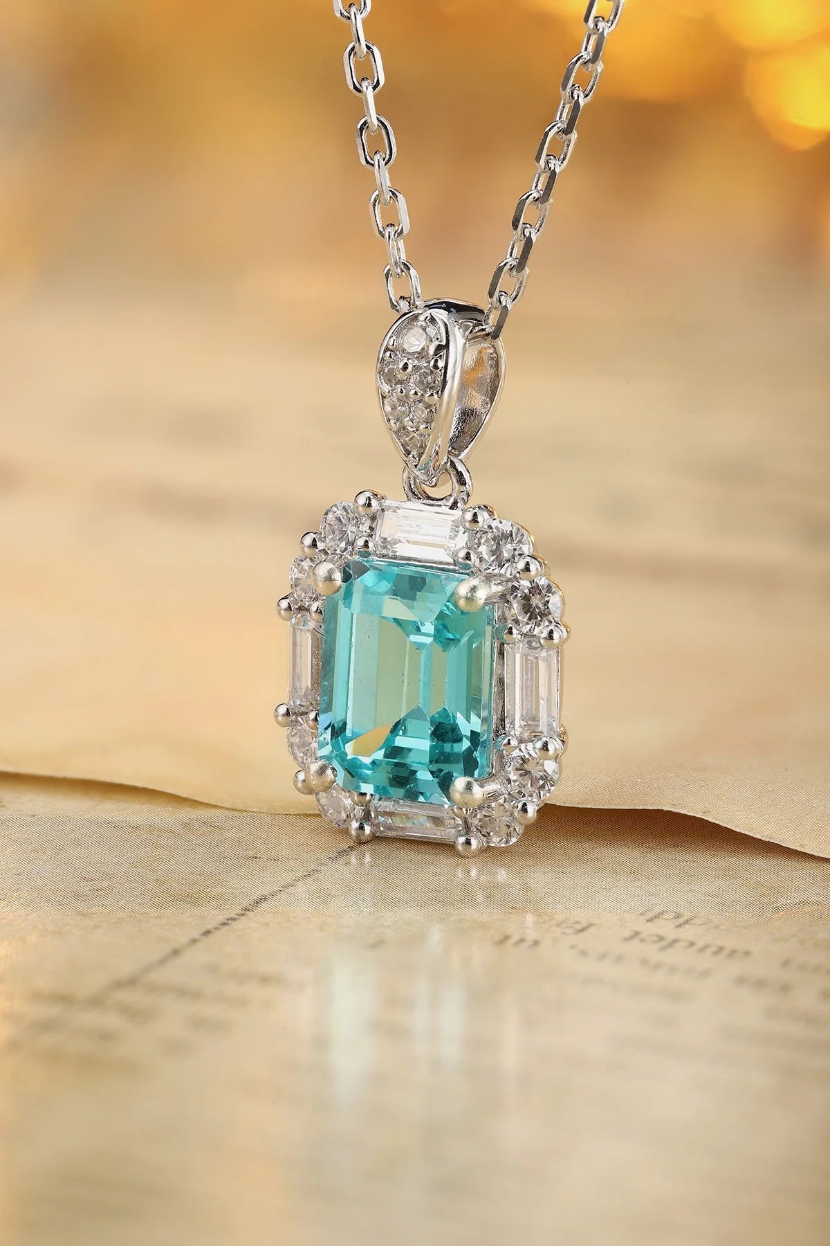 Gemfiori Anster 925 Sterling Silver High-quality Cultivated Paraiba Necklace - Suitable for Parties or As a Gift
