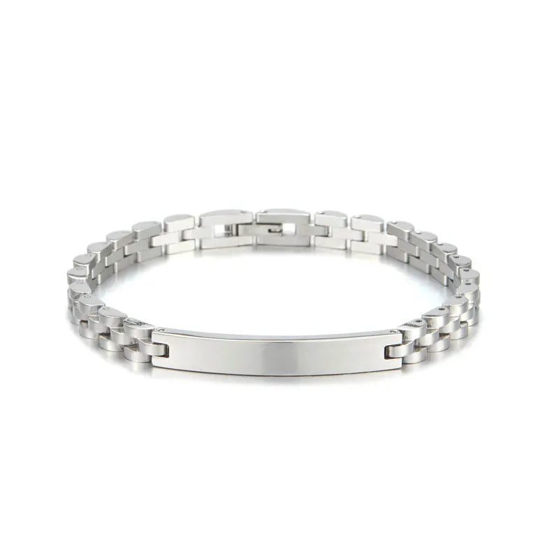 REBEL Anti Tarnished 316L Stainless Steel Fashion Men's Bracelet & Bangle 14K 18K Gold Plated Engravable Bracelet Blanks For Men