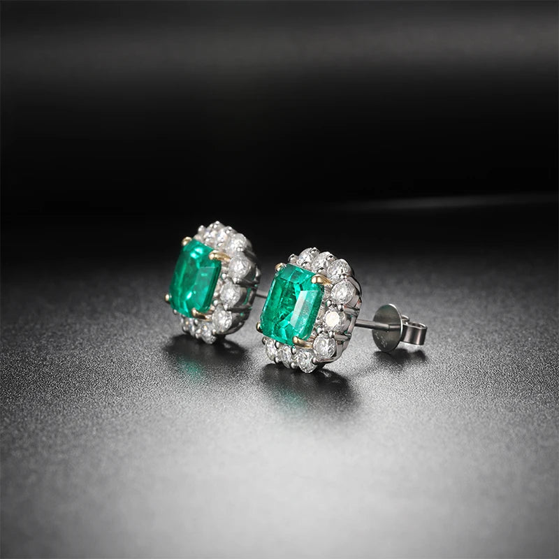 ArtistA Luxury Fancy Design Earring Women Jewelry Square Lab Gemstone Classic S925 Silver Women Birthday Gift Classic Earring Stud Set