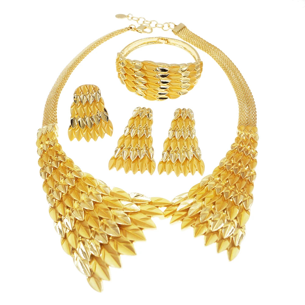 Zhuerrui Italian Gold Luxury Wedding Jewelry Sets Available Necklace Bracelet Jewellery Set High-end Fashionable Luxury H00521