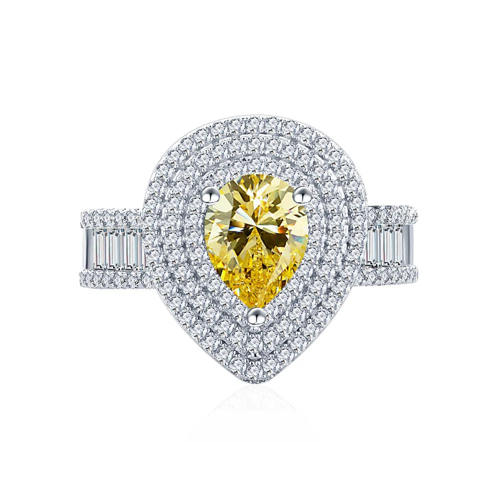 MuShan Jewelry Factory New Luxury Set Push square Full Diamond Pure Silver Ring  Women High Carbon Diamond Light Luxury Jewelry