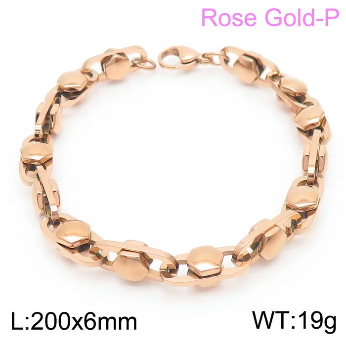 REBEL Vintage Gold/Silver/Black/Rose Gold Stainless Steel Buckle Links 500mm Necklace&200mm Bracelet Jewelry Set