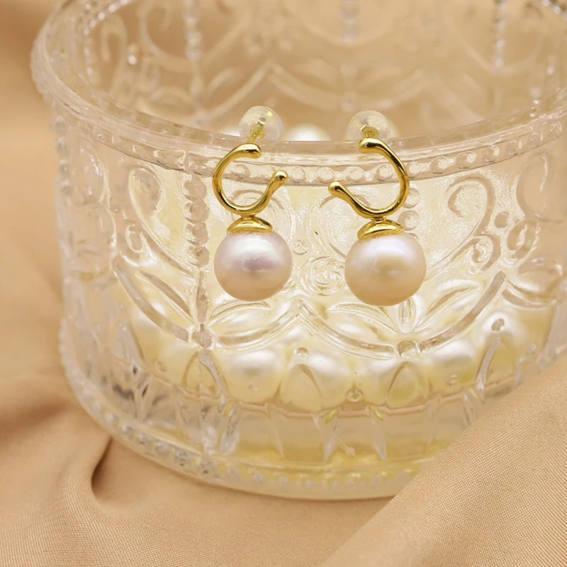 Natural Freshwater Pearl 925 Sterling Silver Earrings High Quality  Butterfly Jewelry Pearl Accessories