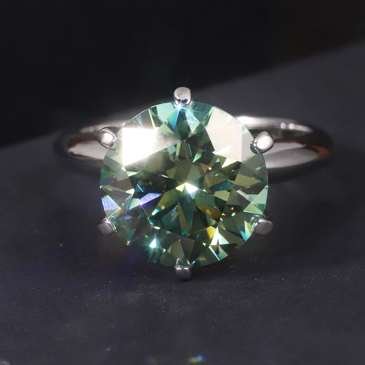 REDheart M03J Abiding Real 925 Sterling Silver 11MM Big Gemstone DEF VVS 5 Carat Colored Moissanite Women's Ring