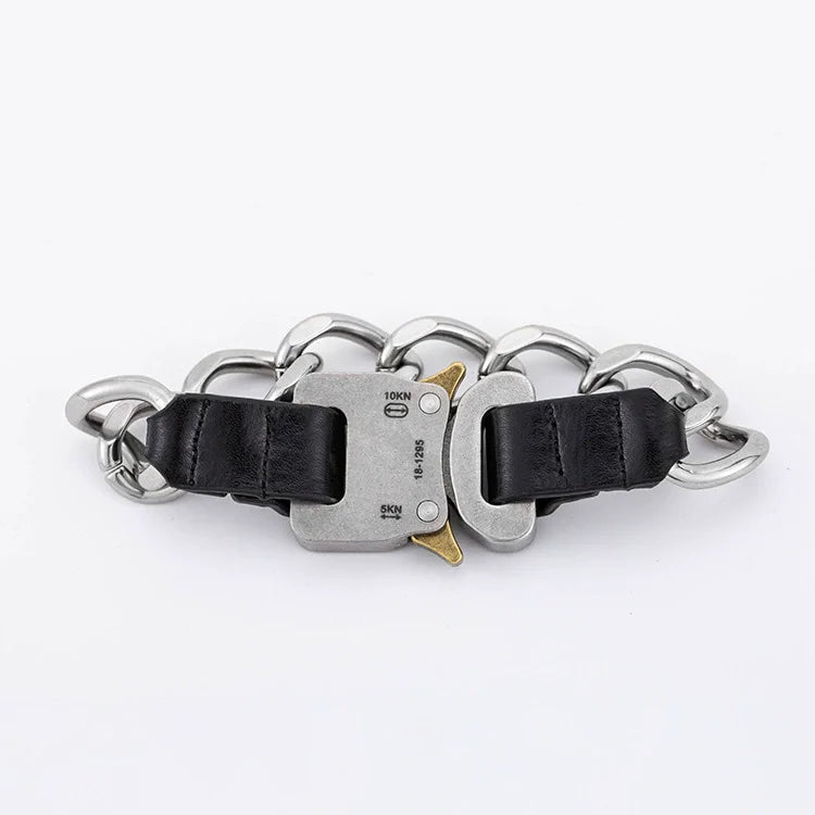 REBEL VIKING Motorcycle Safety Buckle Chain Bracelet – Stainless Steel Silver