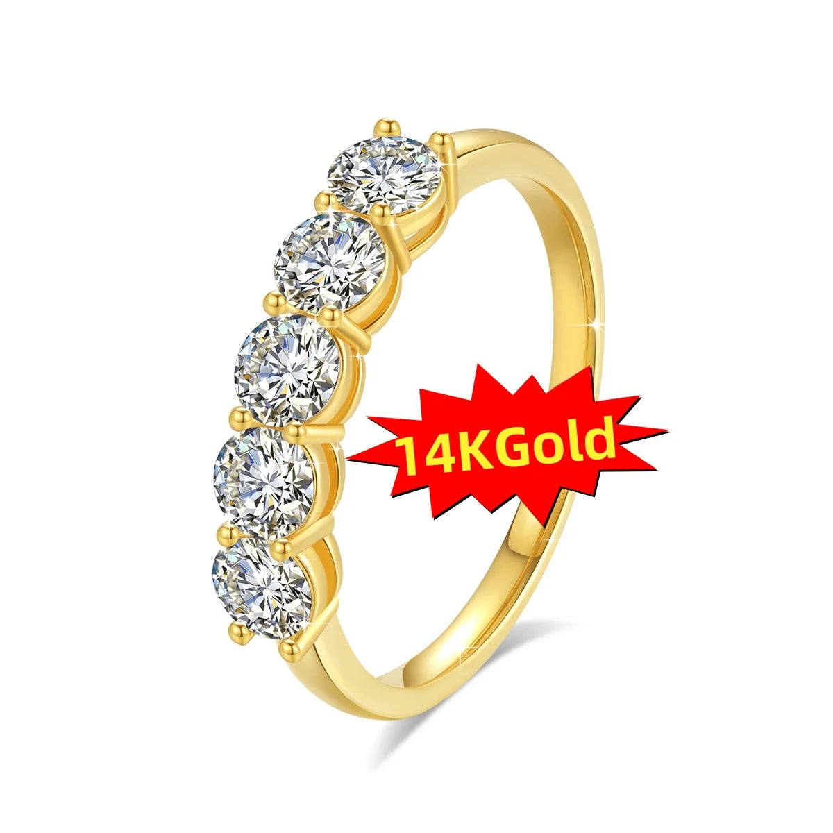 Gioiellieri High Quality Fashion Women Luxury Fine Jewelry 3MM*5 Moissanite Rings 14k Gold Engagement Wedding Ring Gift