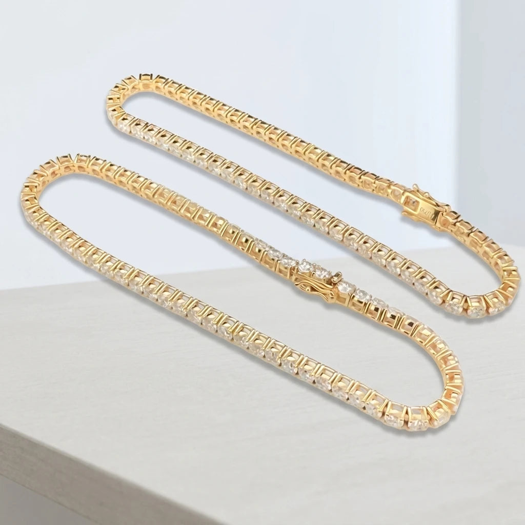 ArtistA 18K White Gold and Yellow Gold 2.5mm Lab Diamond Tennis Link Bracelet on Sale