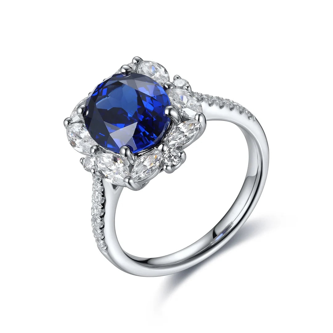Gemfiori Customize Lab Emerald Columbia Gemstone Ring S925 2.32ct Wedding Engagement Ring for Women