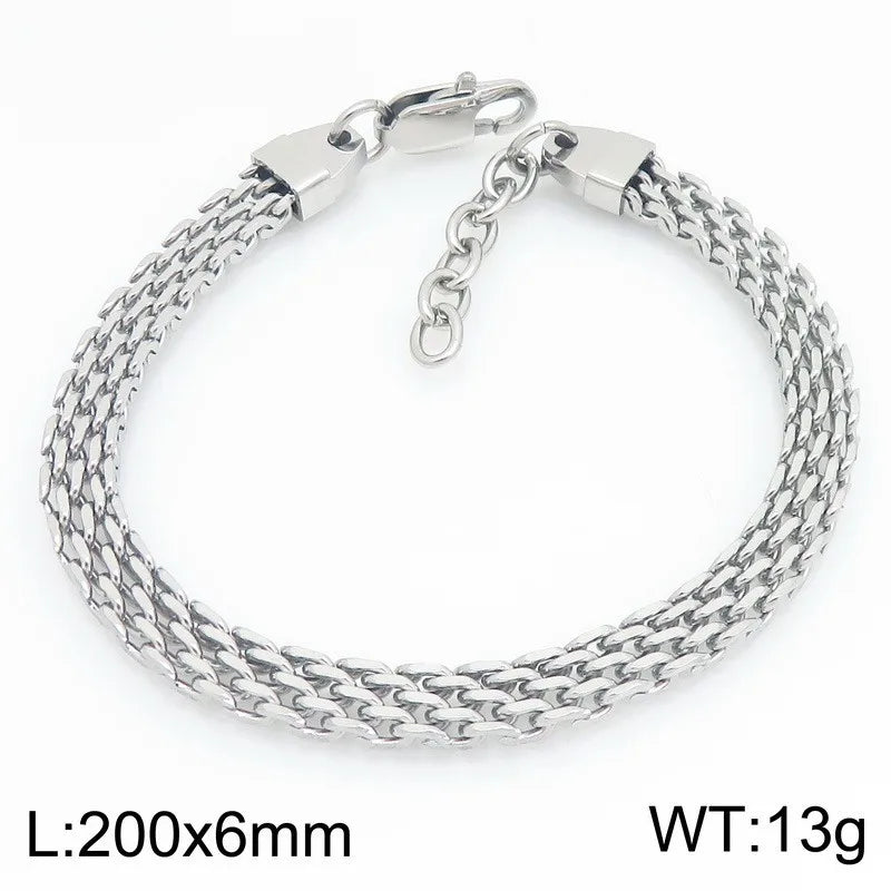 Kalen Fashion Mesh Chain Bracelet Trendy Versatile Facet Woven Chain with Extension Chain Stainless Steel Unisex Hand Jewelry