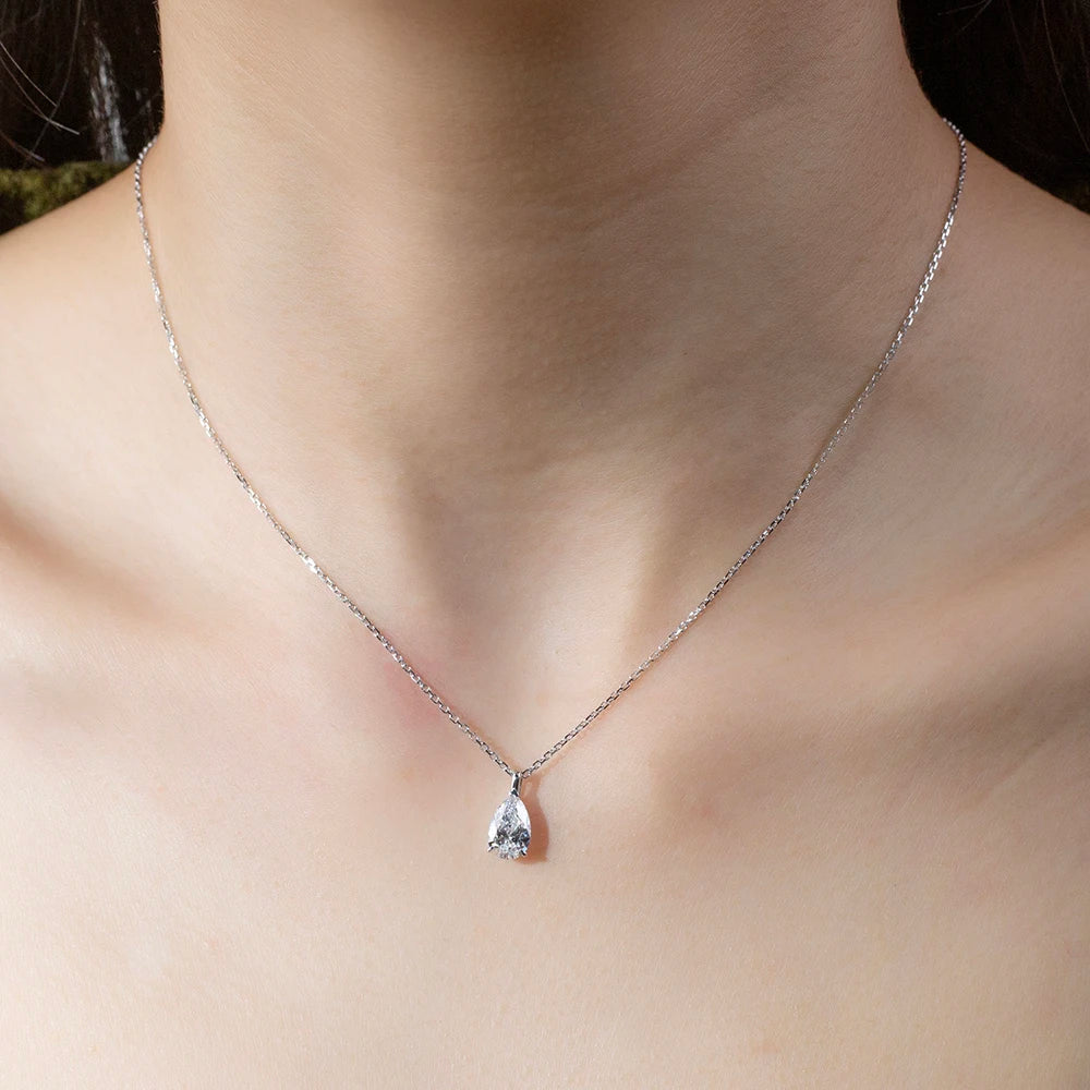 Gemfiori MSN-952 9k with 1ct Pear Cut Diamond Pendant Necklace for Woman Custom Jewelry Valentine's Gift for Girlfriend Good Price