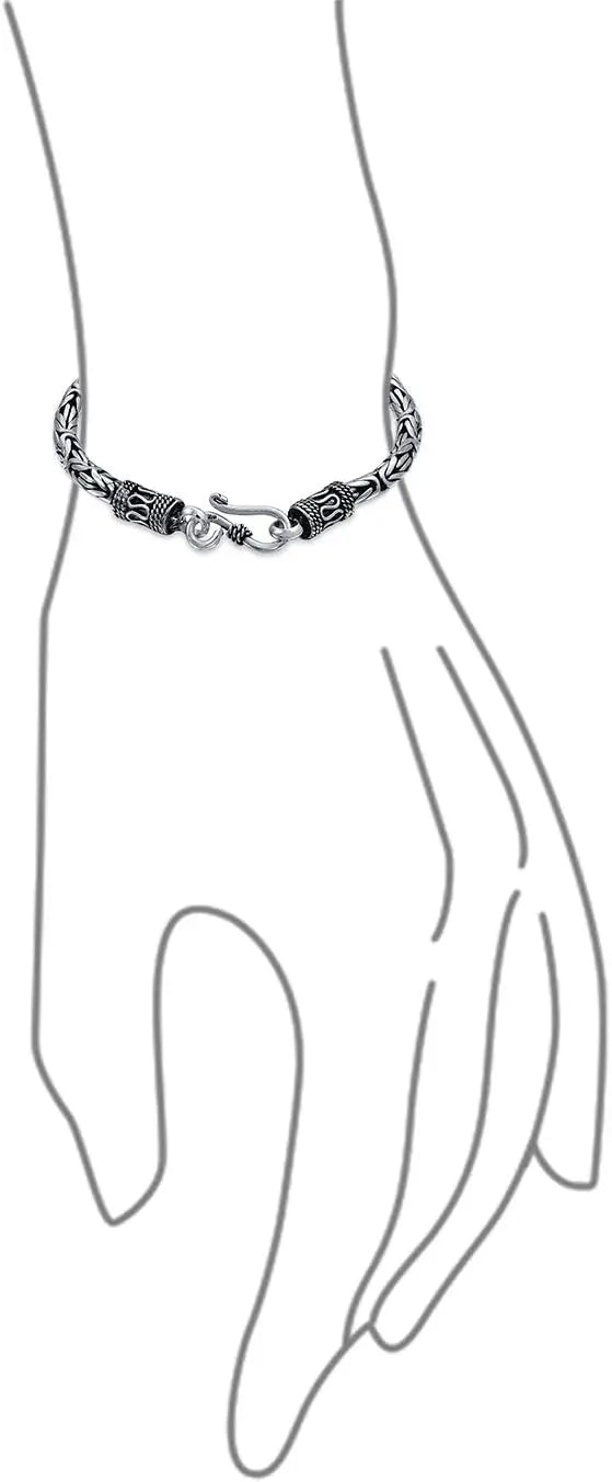 REBEL VIKING Byzantine Dragon Eye Bracelet – 925 Sterling Silver Natural Stone Classic Chain