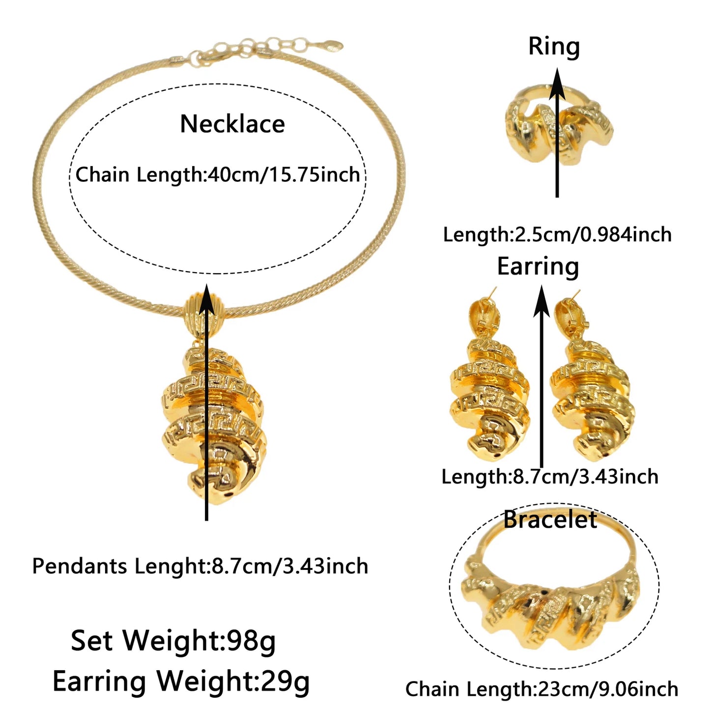 Zhuerrui Simple Atmospheric Women's Jewelry Set Hollow Brass Exquisite Senior Nigeria Brazil Wedding 4-piece Gift BoxHK08322