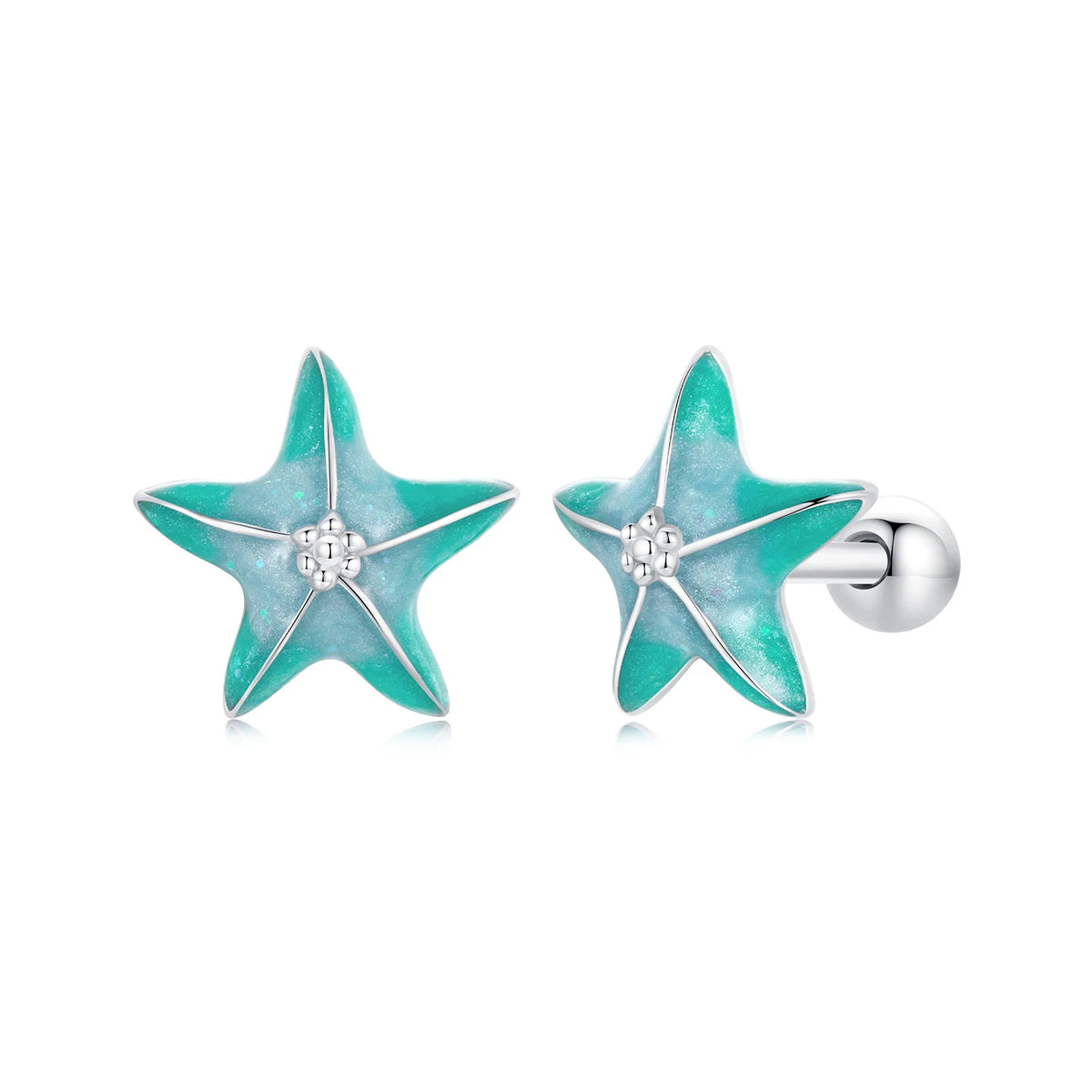 925 Sterling Silver Fashion Jewelry Set Fine Jewelry Making Custom Wholesale Vintage Starfish Teal Bracelet Earrings Jewelry Set