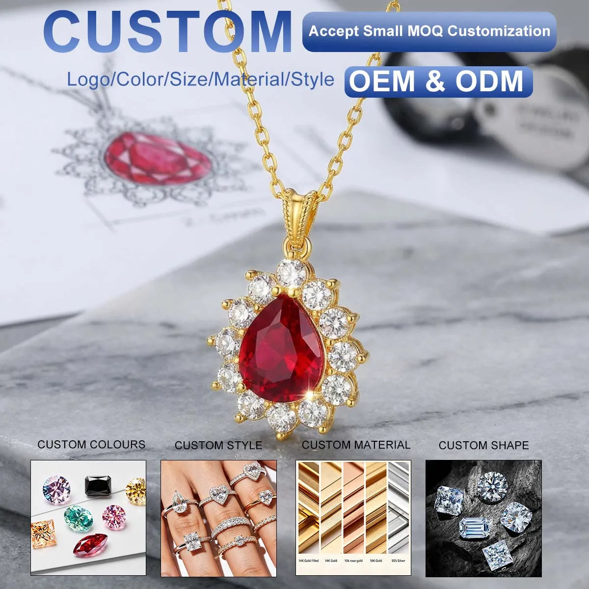 Gioiellieri European Royal High Jewelry Cute Style Engagement Wedding Woman Gold Plated Flower Shape Ruby Pendant