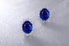 Gemfiori Anster S925 Silver Lab-Grown Diamond Oval Cut Sapphire Trendy Drop Earrings for Wedding & Party