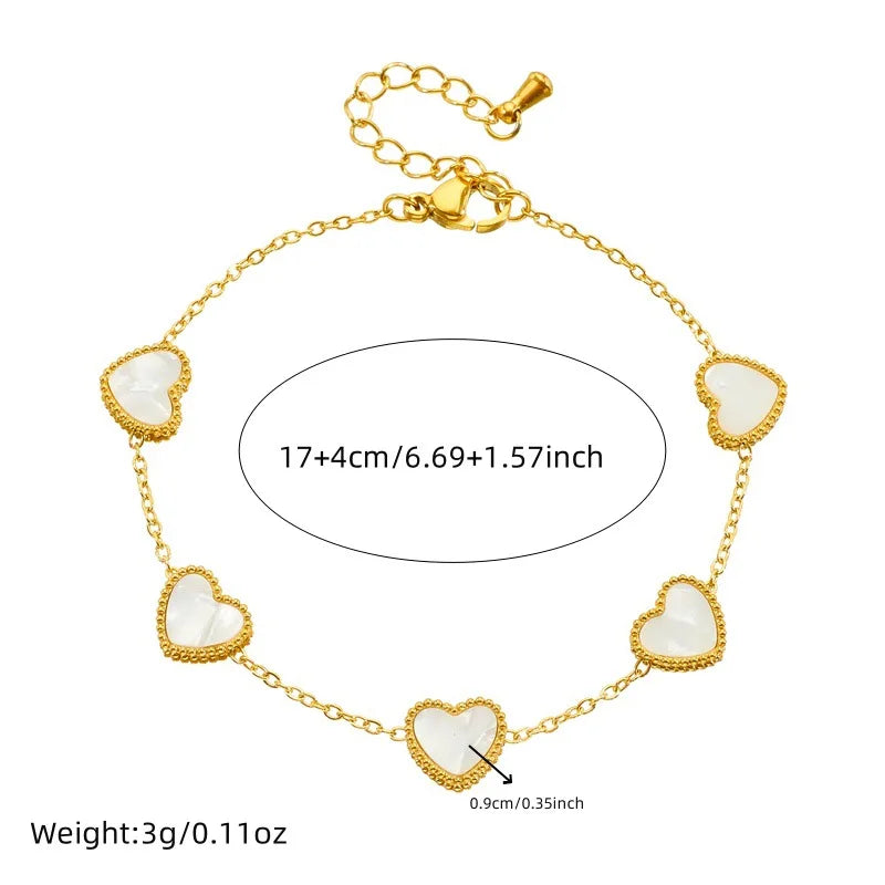 Gold White Heart Necklace, Earrings & Bracelet Jewellery Set | Pure Romance Fashion Set
