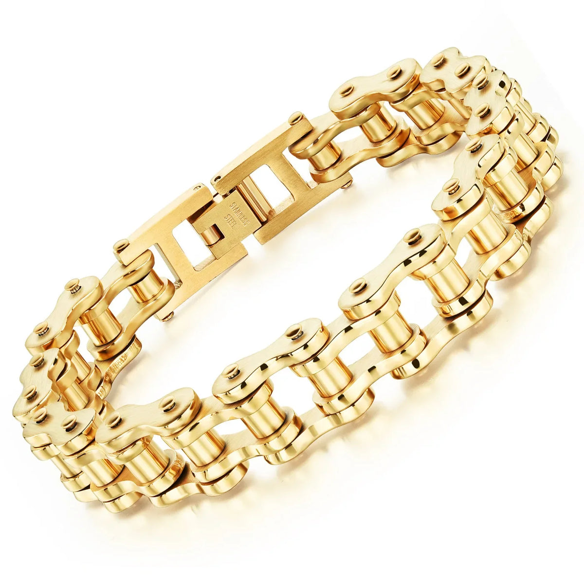 REBEL GOLDIX 316L Stainless Steel Punk Biker Bracelet for Men Fashion Charm Bike Bicycle Chain Hombre Pulsera Acero Inoxidable