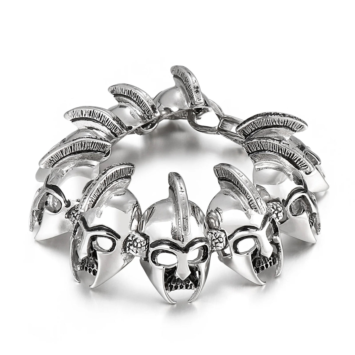 VIKING Mens Punk Wide Link Charm Bracelet – Silver Stainless Steel