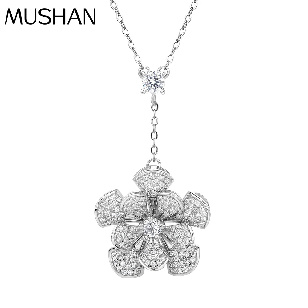 MUSHAN Rhodium Plated S925 Sterling Silver Necklace High End Women Jewelry With Electroplated Gold and High Carbon Diamonds