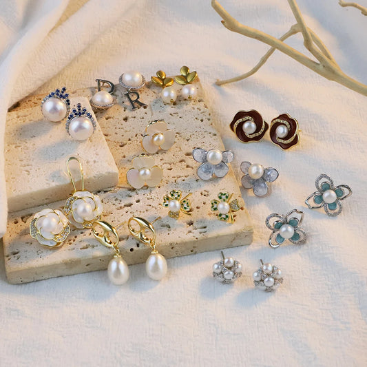 High-quality, Round, Pearl Puddles Earrings Large Natural Pearl Earrings with a Touch of Luxury and Sophistication for Women.