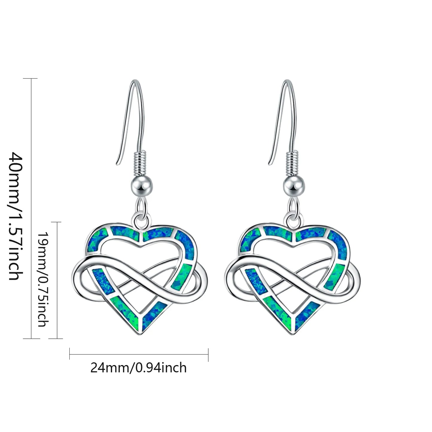 Trendy Dainty Brass Silver Plated Christian Opal Heart Shaped Love Pendant Earrings Cute Minimalist Gift Jewelry Bulk Supply