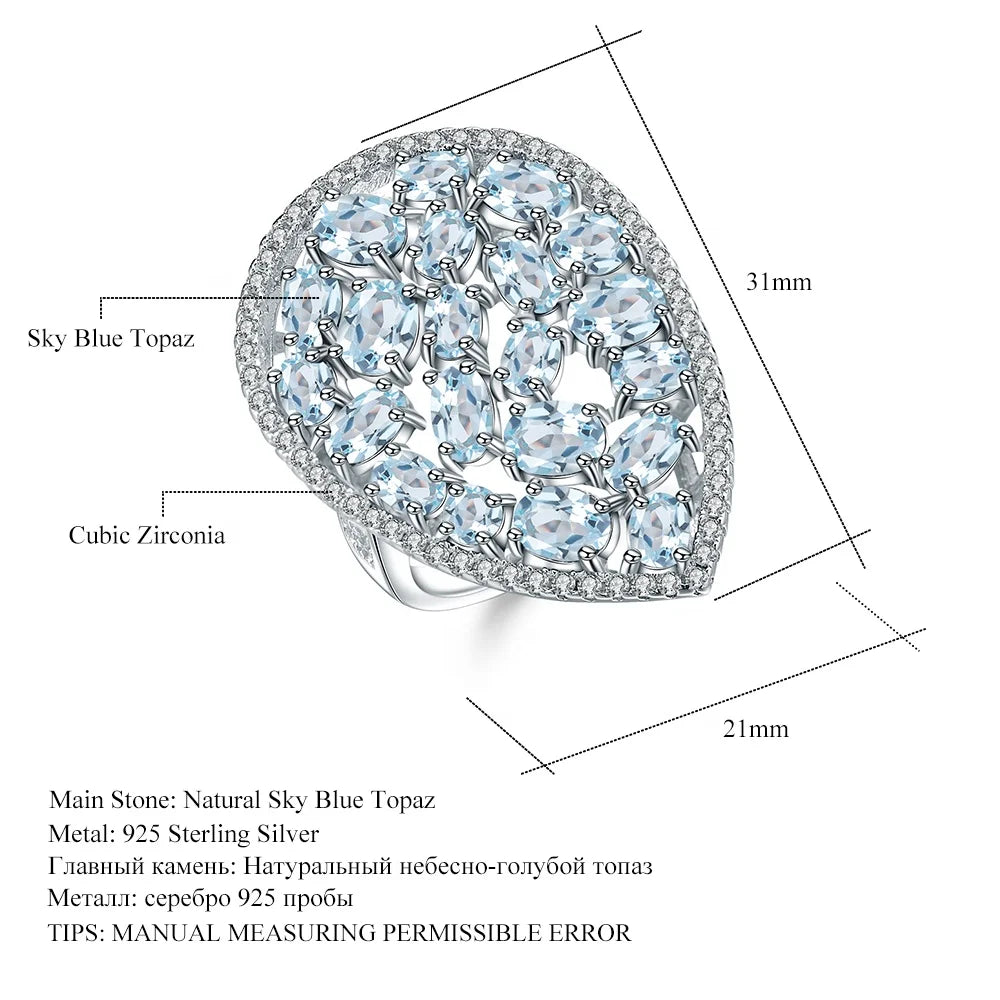 ArtistA A852 Abiding Factory Dainty 925 Silver Pear Waterdrop Shape Fancy Oval Cut Natural Sky Blue Topaz 3 Piece Jewelry Set