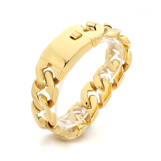 KALEN Trendy Fine Jewelry Fashion Bracelets Men Stainless Steel Polished New Cuban Links Bracelet Bangle
