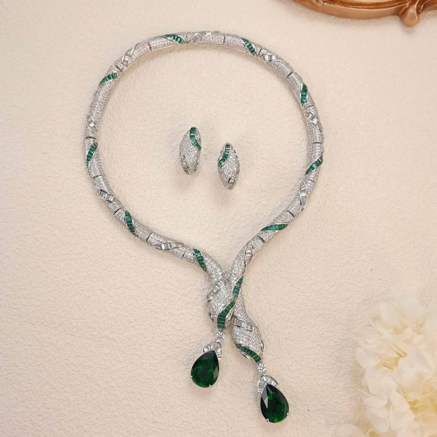 Luxury Brand Snake Design Chocker Necklace Earrings Bridal Jewelry Sets for Party and Wedding Customize Jewelry for Women