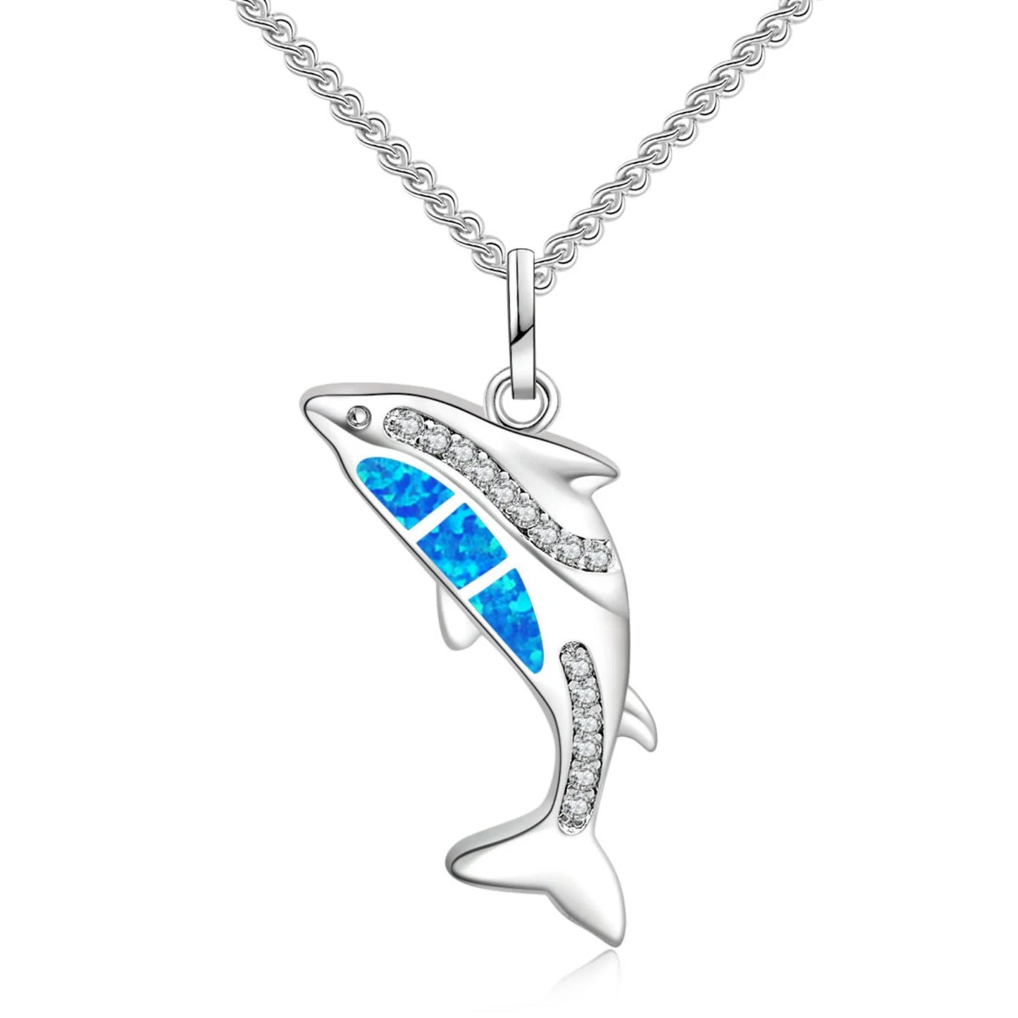 Trendy Dolphin Shape Necklace Aobao Accent Inlaid Pendant Fashion Jewelry