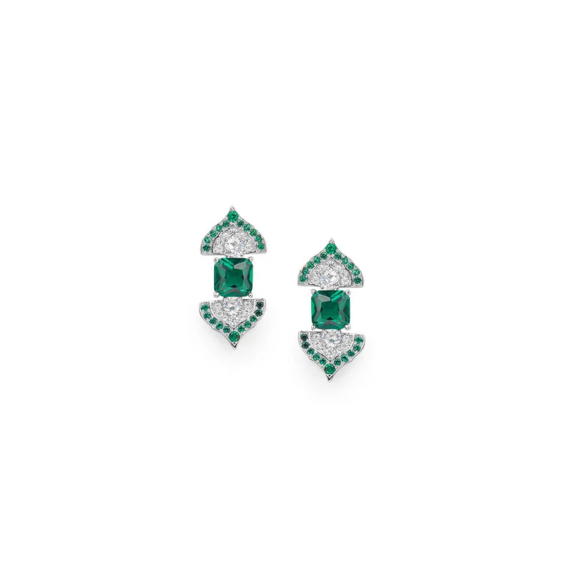 High-grade Jewelry Manufacturer Green High-end Dress Suit Brass Plated Women's Clavicle Chain Dinner Set Earrings Jewelry