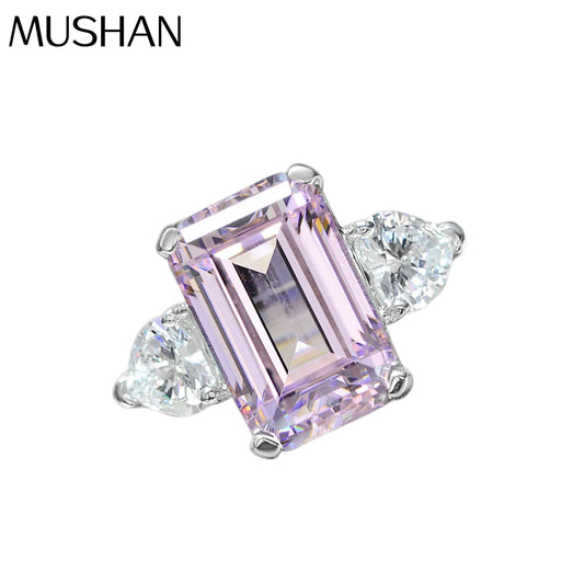 MuShan Jewelry Factory Luxury Platinum Plated Silver Simulated Gemstone Emerald Cut 5 Carat 12*8 Niche Design Cube Sugar Party